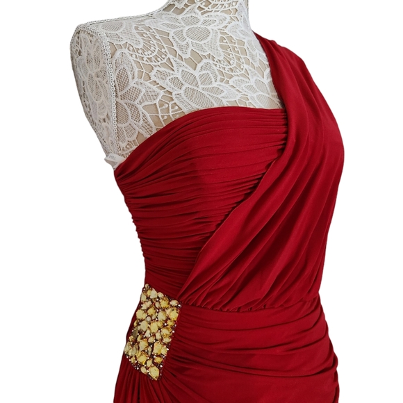 Sherri Hill red one shoulder mini formal dress size 4 - Picture 2 of 8